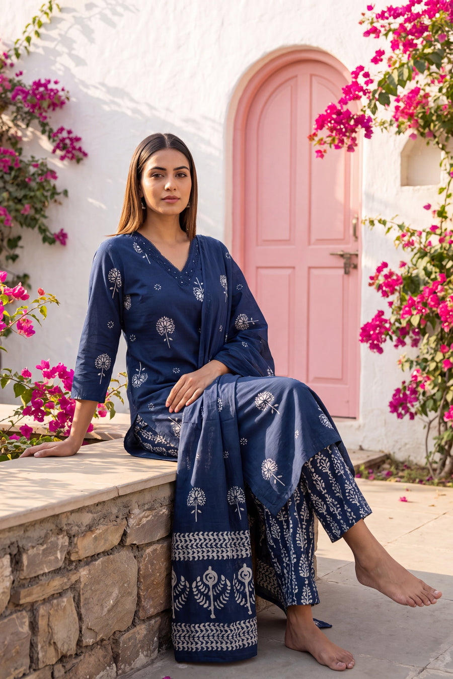 Lantern Sapphire Cotton Dupatta Set — image 9