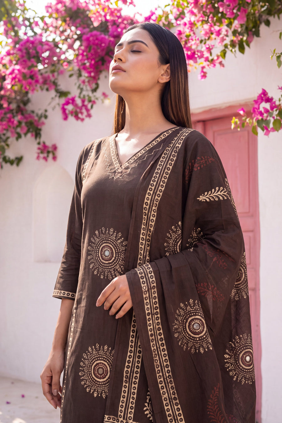Cinnamon Tawny Cotton Dupatta Set — image 8
