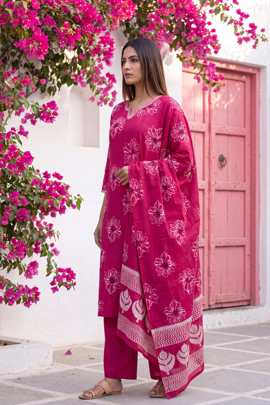 Fawn Rose Cotton Dupatta Set — image 13