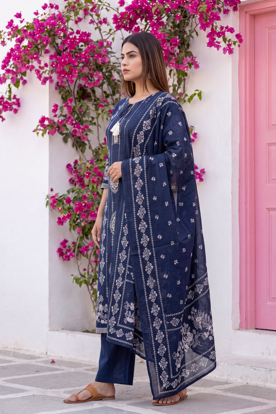 Caravan Azure Cotton Dupatta Set — image 9