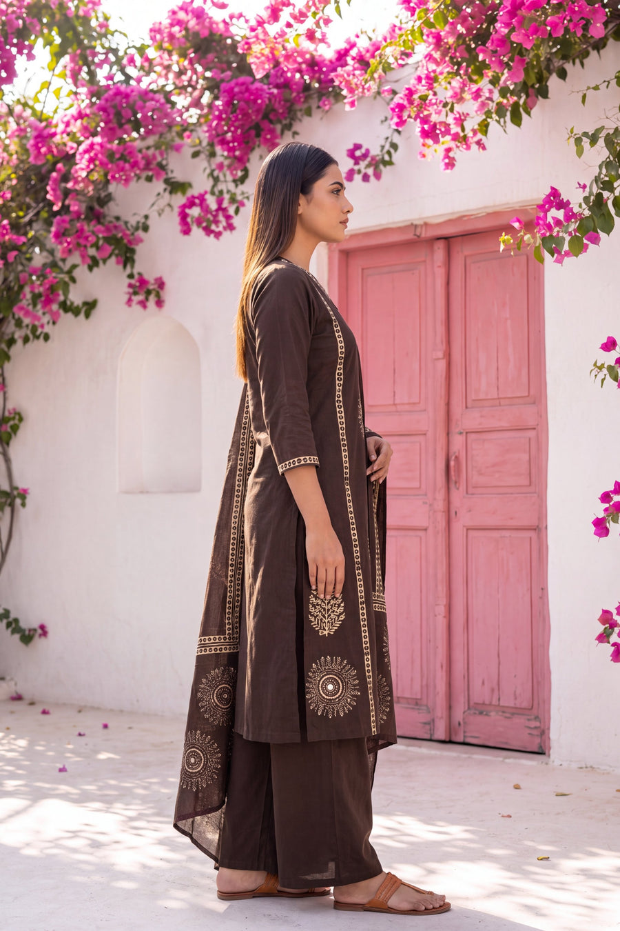 Cinnamon Tawny Cotton Dupatta Set — image 9