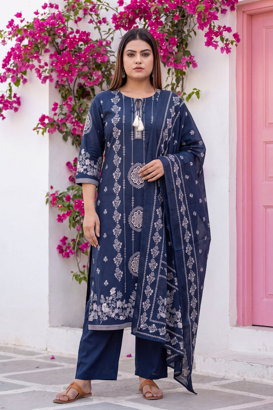 Caravan Azure Cotton Dupatta Set — image 11