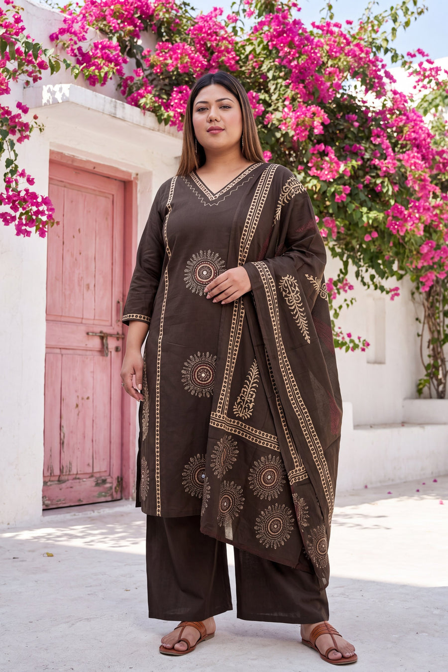 Cinnamon Tawny Cotton Dupatta Set — image 11