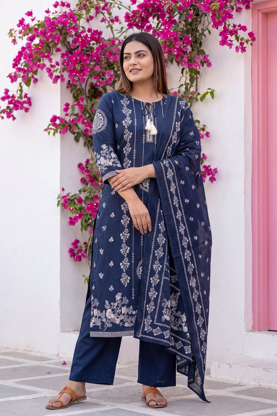 Caravan Azure Cotton Dupatta Set — image 12