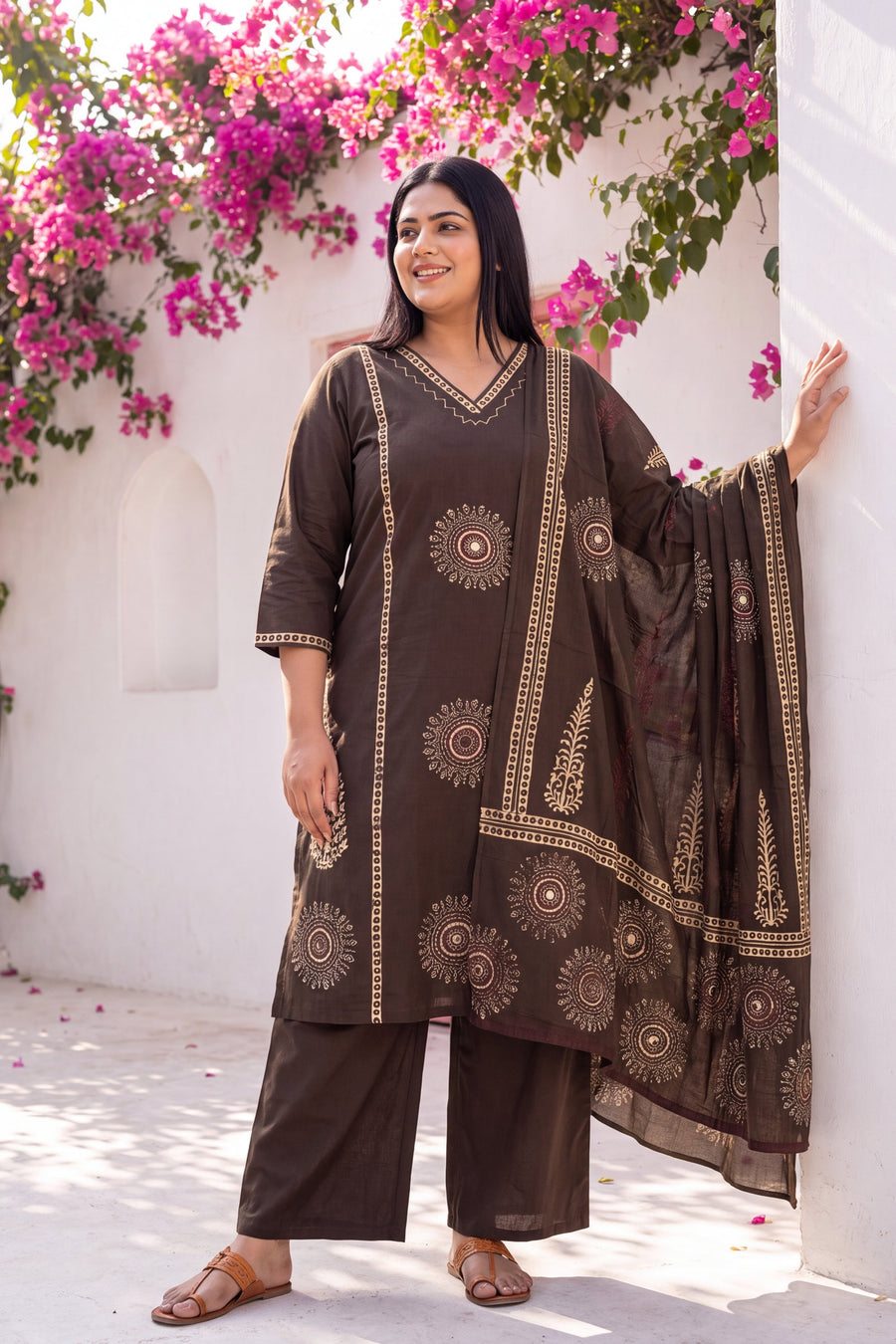 Cinnamon Tawny Cotton Dupatta Set — image 12
