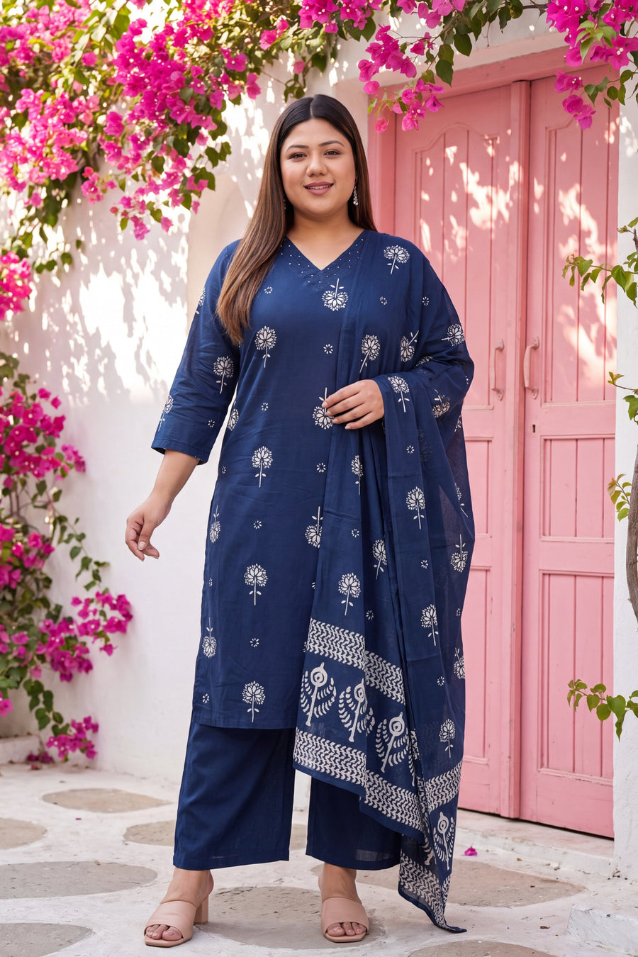 Lantern Sapphire Cotton Dupatta Set — image 14