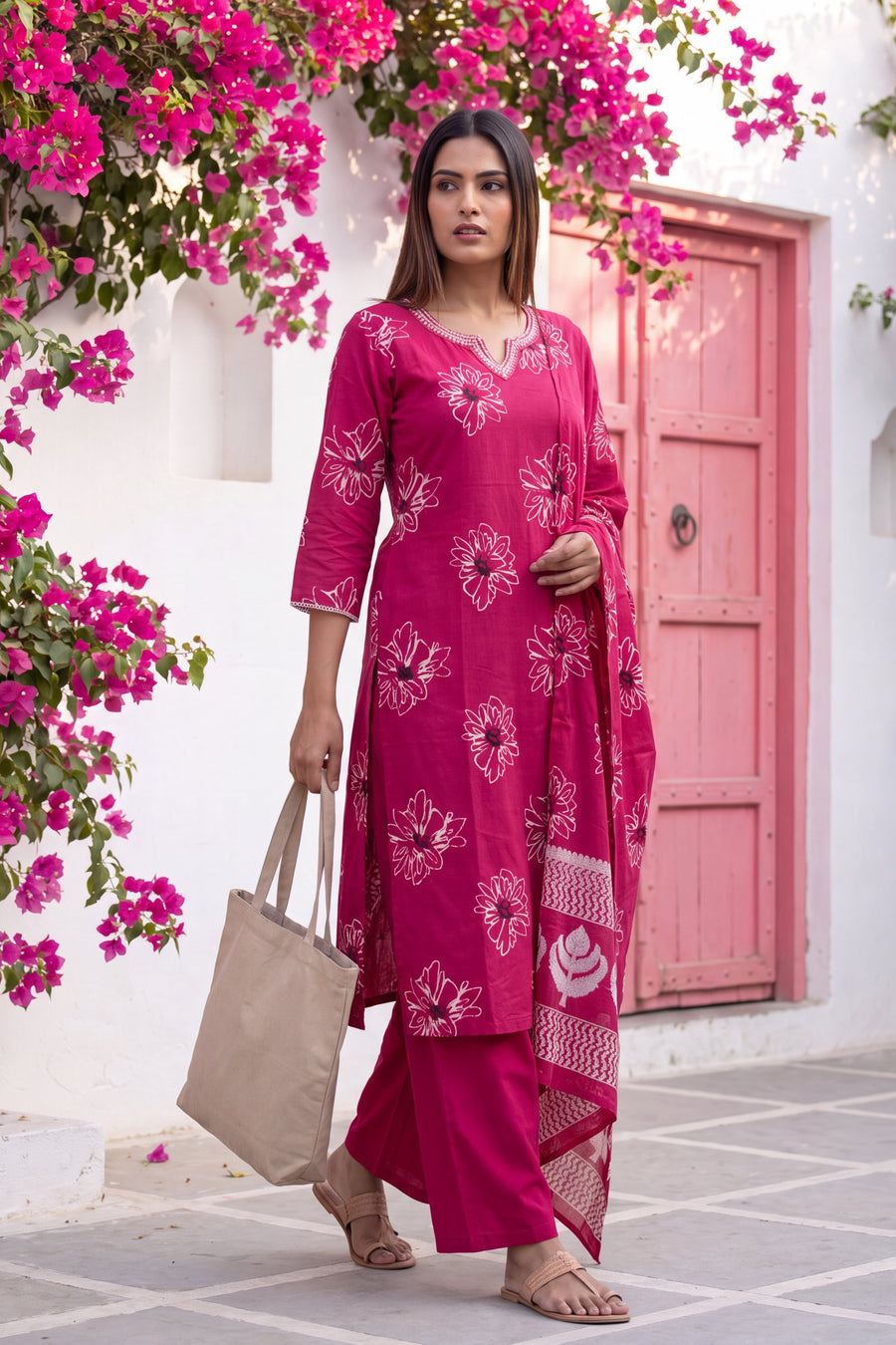 Fawn Rose Cotton Dupatta Set — image 16