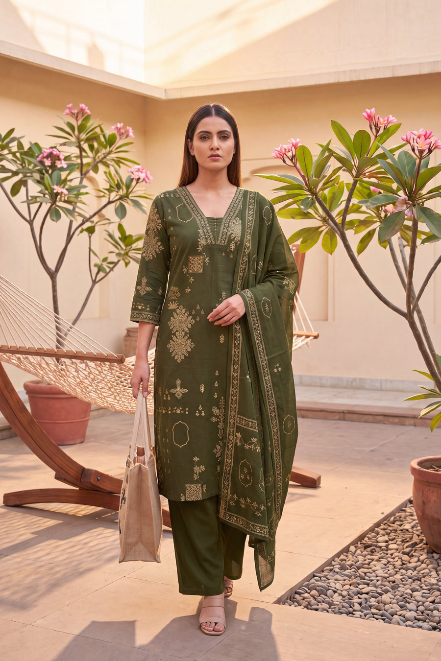 Tundra Sage Cotton Dupatta Set — image 14