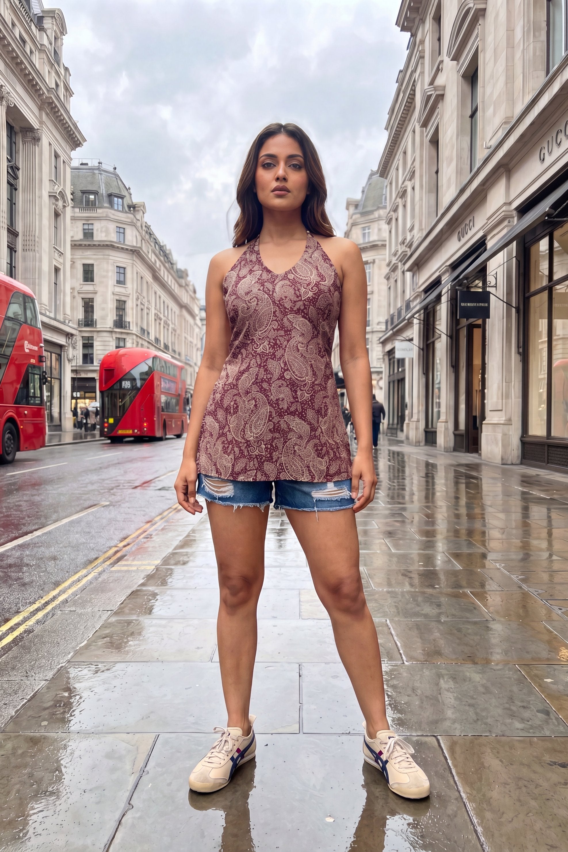 Merlot Whisper Halter Cotton Top