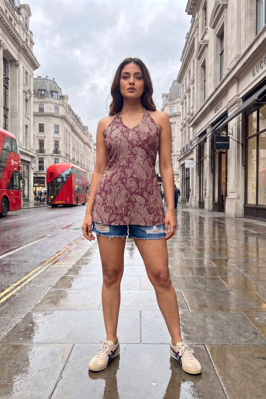 Merlot Whisper Halter Cotton Top — image 2