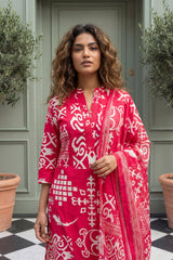 Joyful Radiance Pink Cotton 3-Piece Co-ord Set | Handcrafted Geometric Print | Me&My