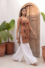 Alleyway Sand Beige Square Neck Cotton Top