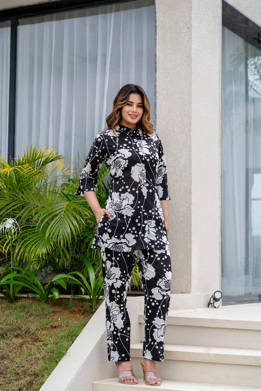 Inkwilt Cotton Co-ord Set – Black Bloom — image 3