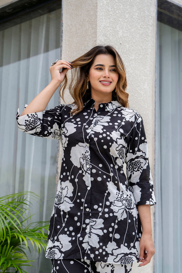 Inkwilt Cotton Co-ord Set – Black Bloom
