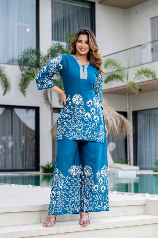 Blue Drift Cotton Flex Co-ord Set - Me&My