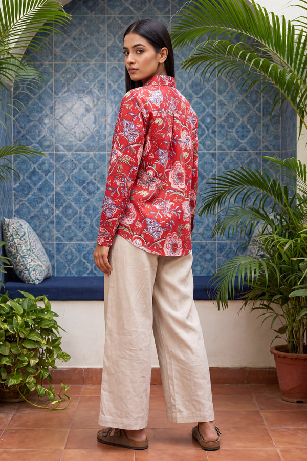 Poppy Red Cotton Shirt