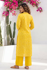 Harvest Fog Saffron Geometric Diamond Cotton Suit Set