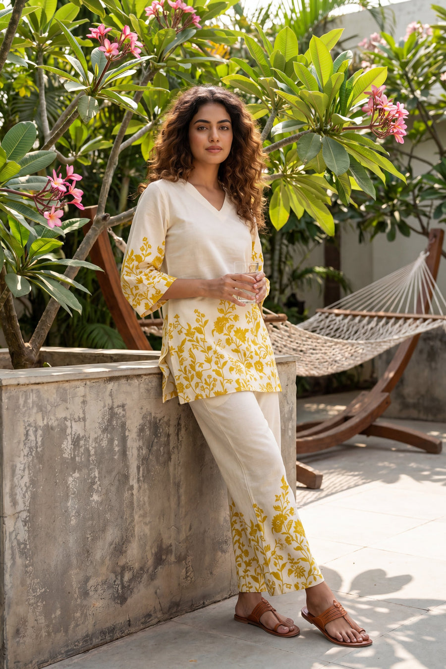 Henna Grove Ivory Botanical Floral Cotton Co-ord Set — image 2