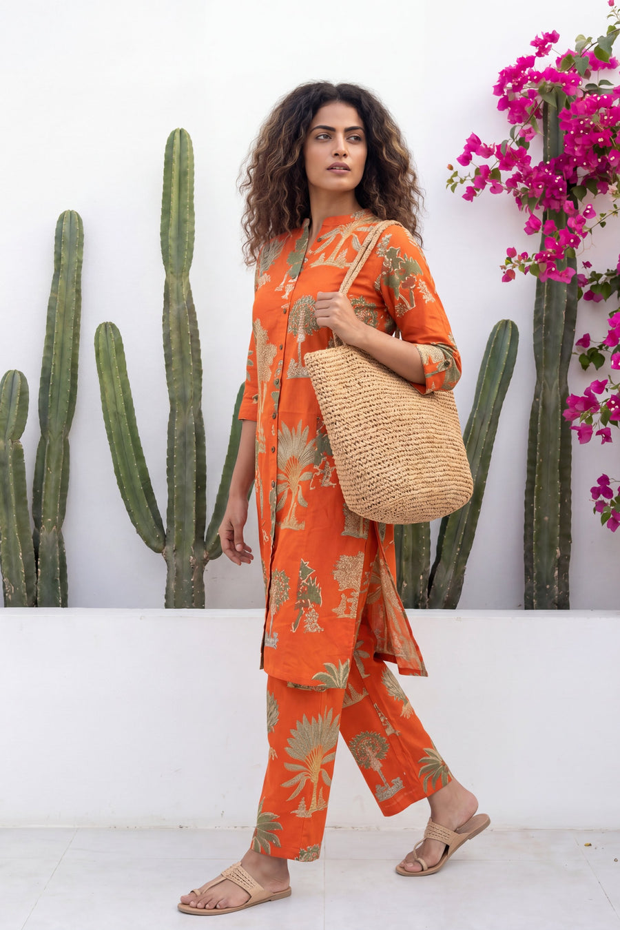 Saffron Menagerie Rust Block Print Cotton Co-ord Set — image 4