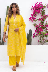 Harvest Fog Saffron Geometric Diamond Cotton Suit Set