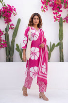 Phulkari Bloom Fuchsia Floral Cotton Suit Set