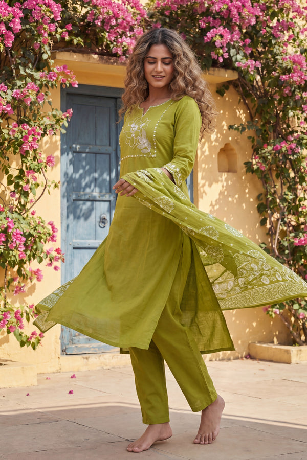 Evergreen Whisper Cotton Kurta Dupatta Set
