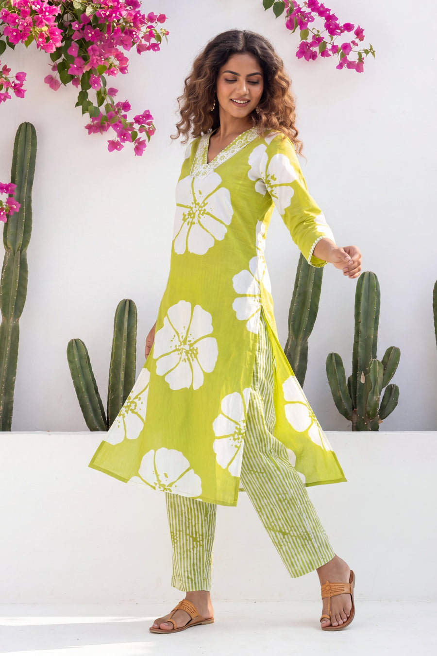 Almondbloom Lime Floral Cotton Suit Set — image 2