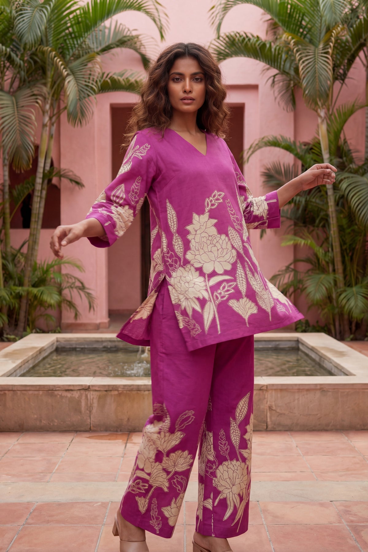 Sacred Bloom Heritage Cotton Flex Co-ord | Lotus Flower Print | Me&My