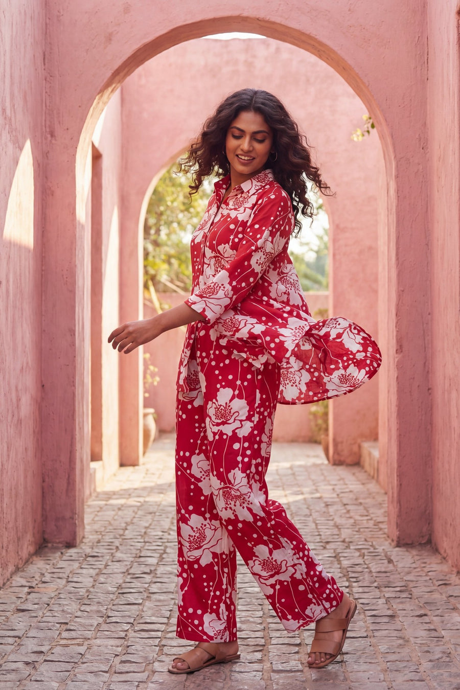 Scarlet Bloom Floral Cotton Co-ord Set — image 5
