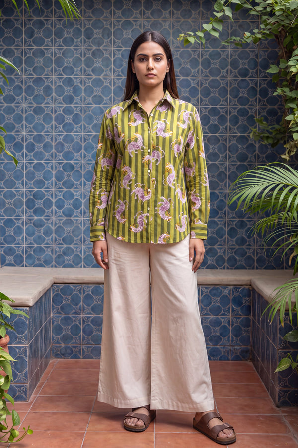 Pistachio Green Cotton Shirt