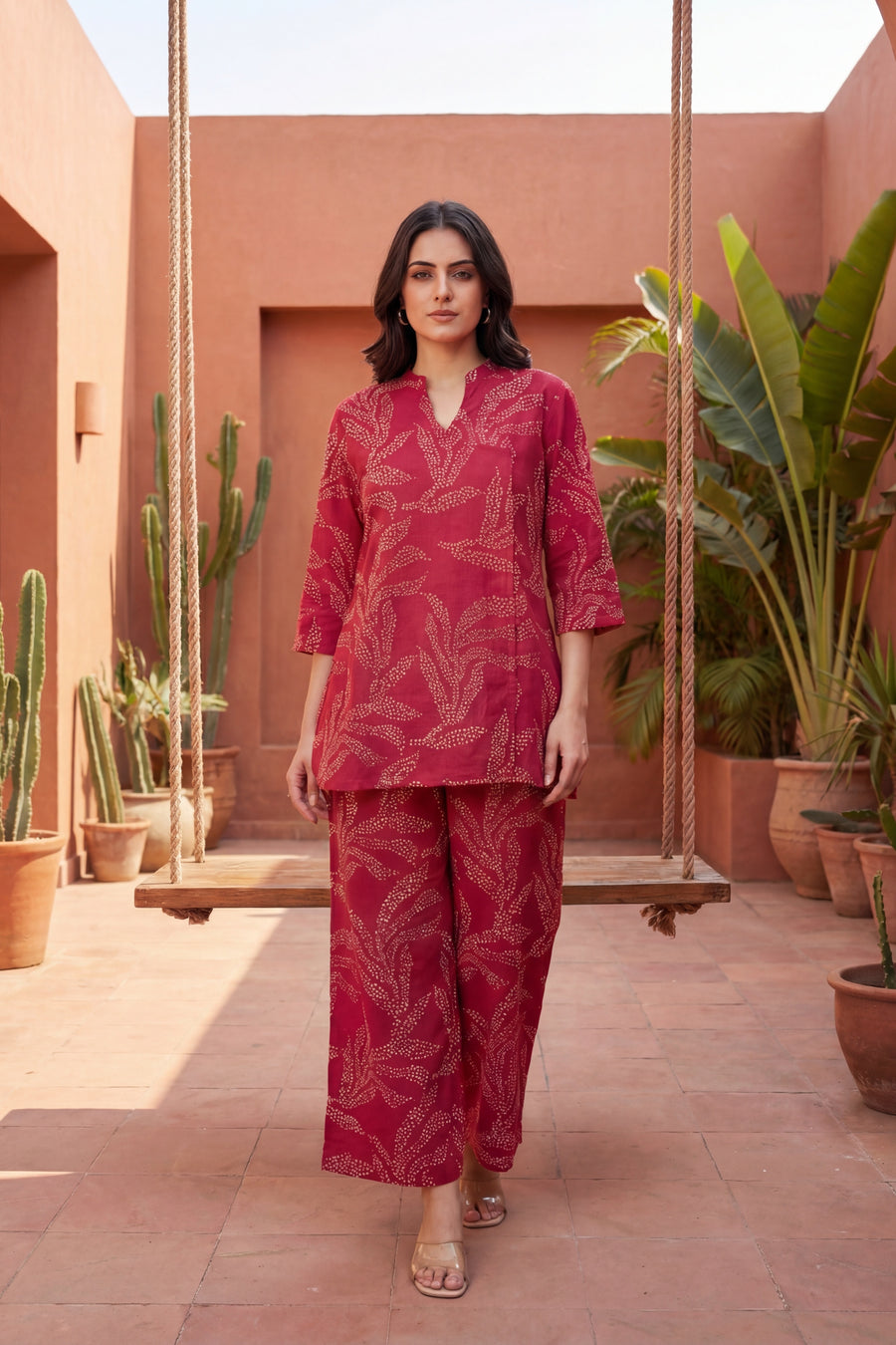 Ruby Essence Cotton Angrakha Co-ord Set — image 3