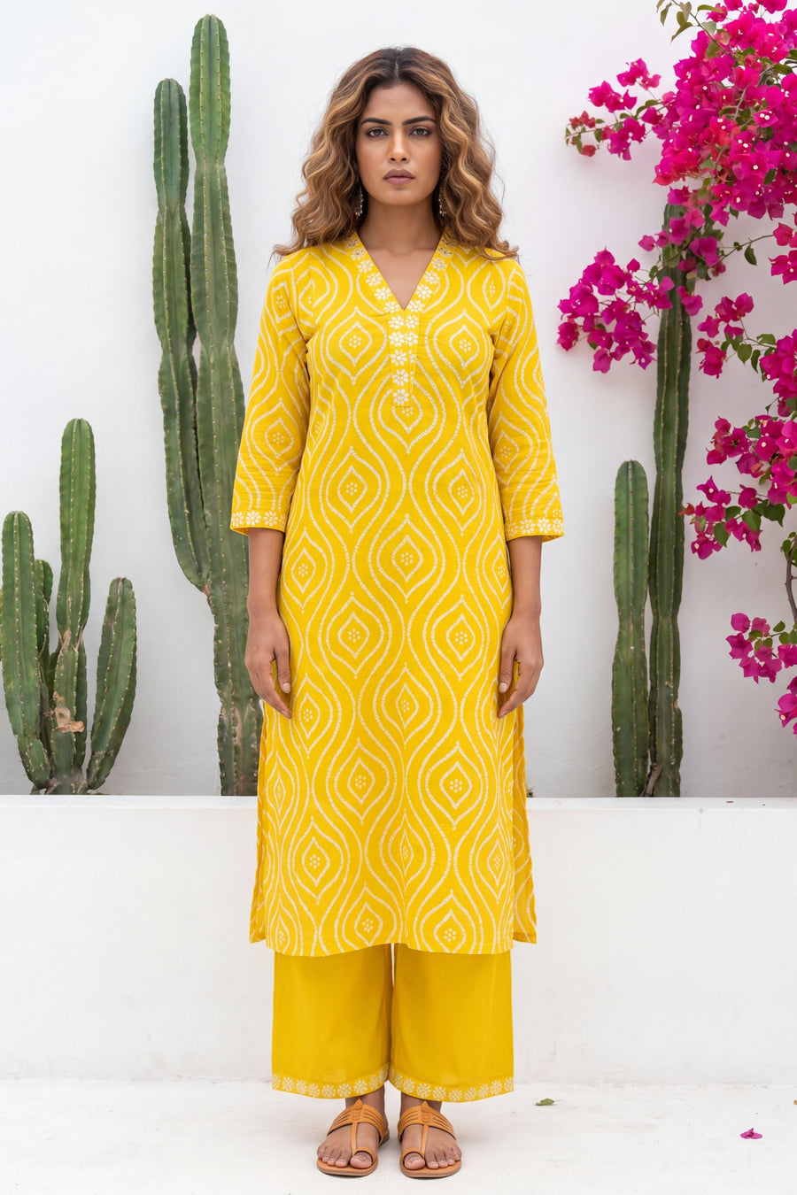 Harvest Fog Saffron Geometric Diamond Cotton Suit Set — image 6