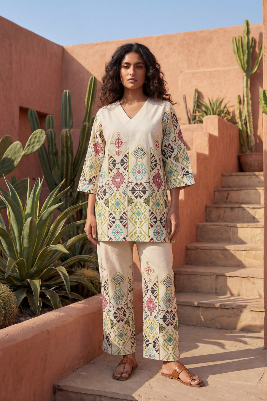 Bohemian Jewels Cream Cotton Flex Co-ord Set — image 5