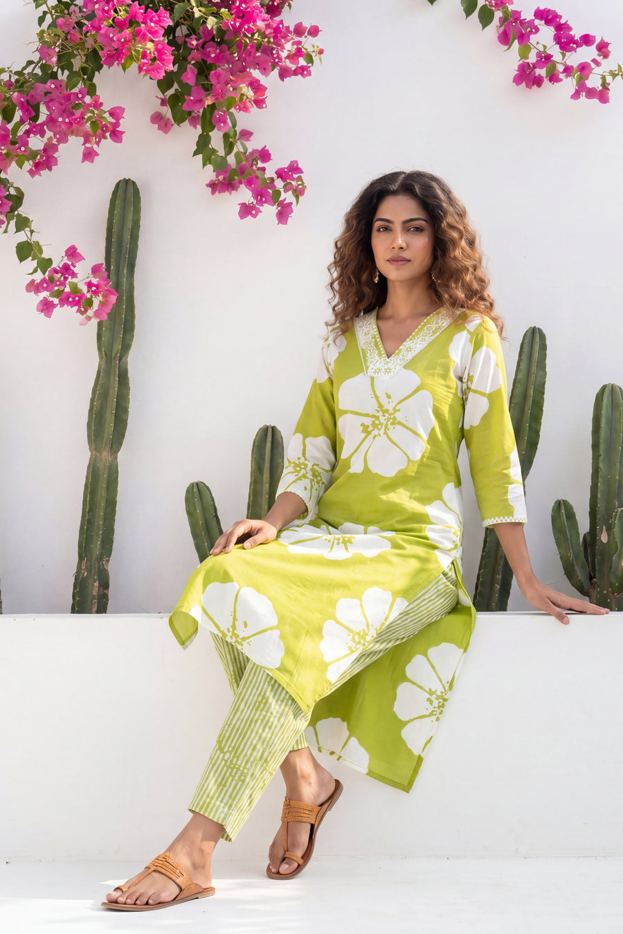 Almondbloom Lime Floral Cotton Suit Set — image 3