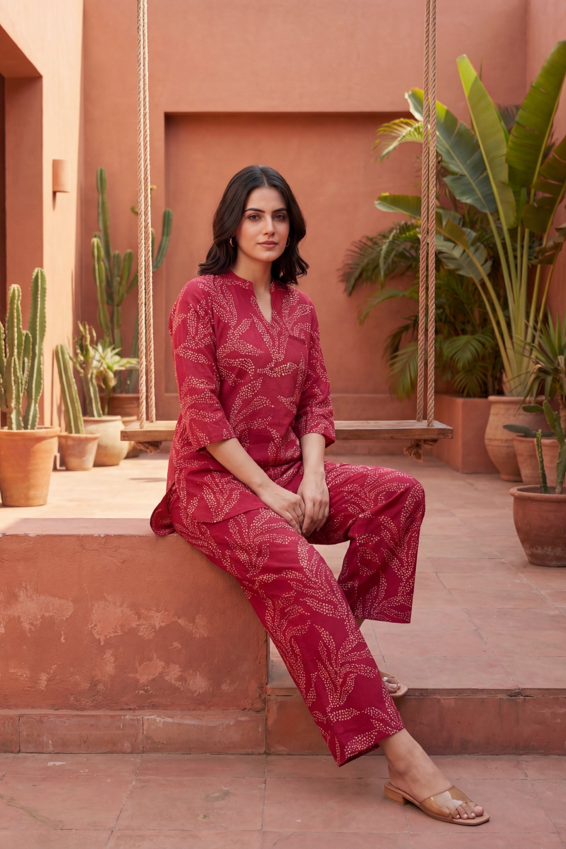 Ruby Essence Cotton Angrakha Co-ord Set - Me&My