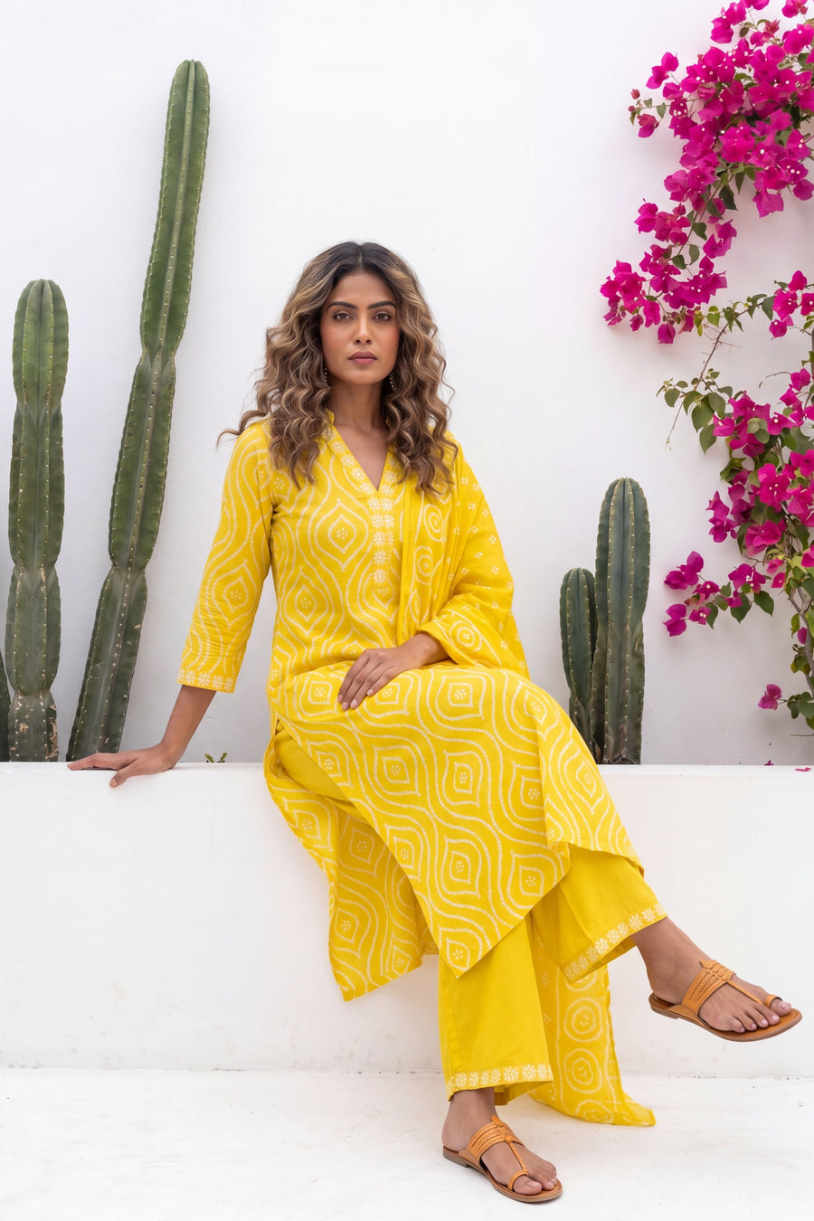 Harvest Fog Saffron Geometric Diamond Cotton Suit Set — image 3