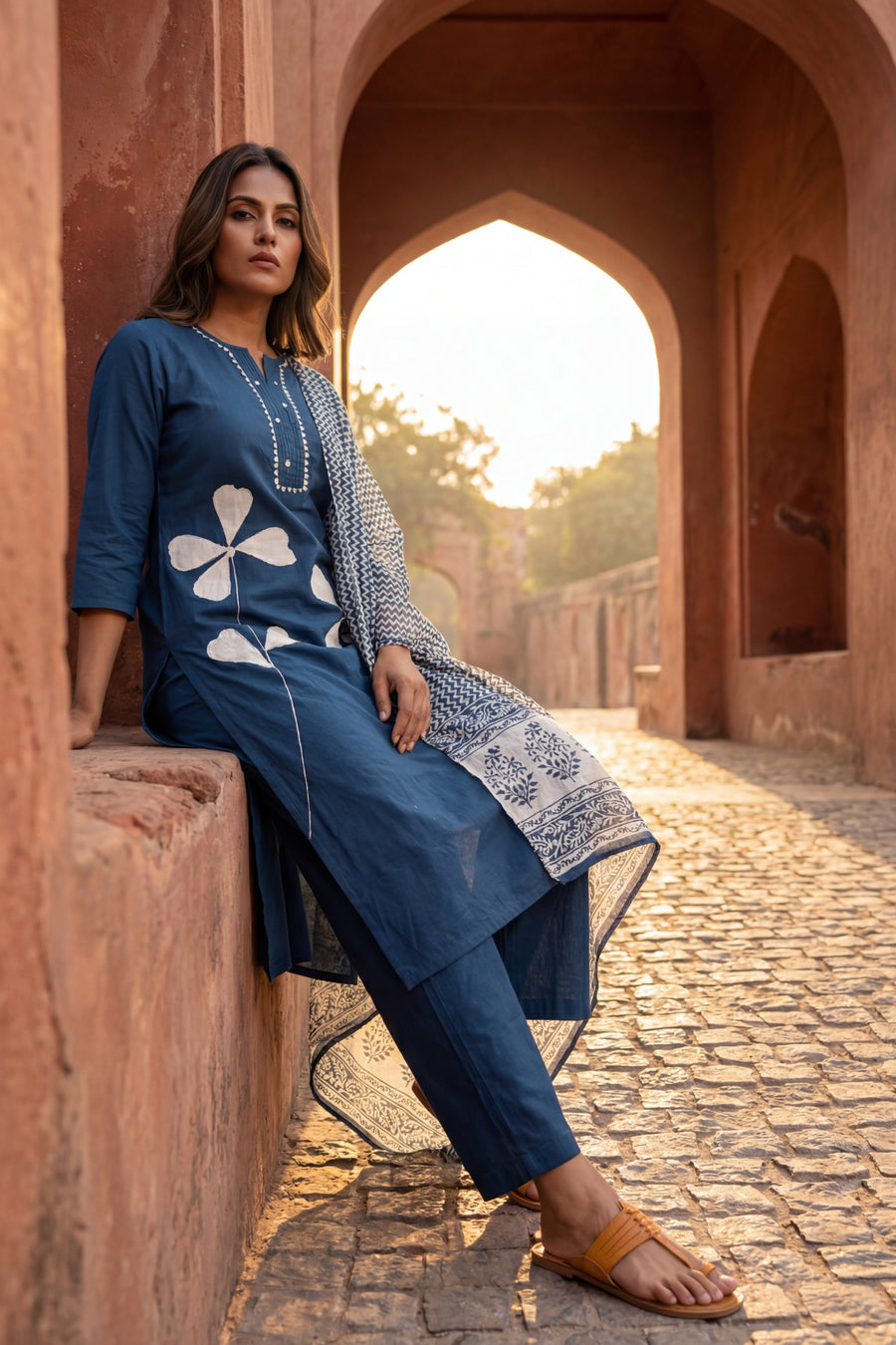Teal Petal Sovereign Cotton Dupatta Set — image 7