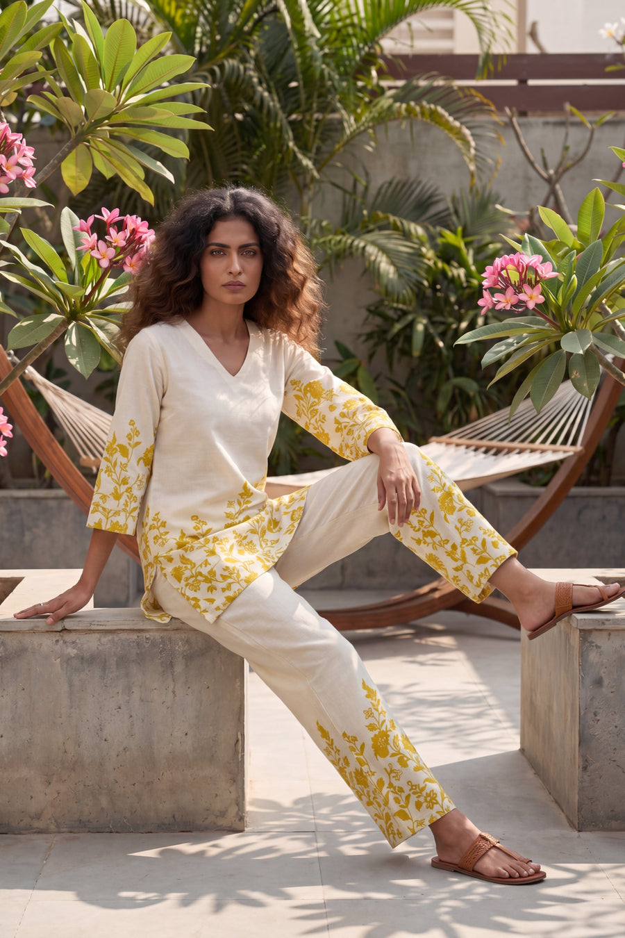 Henna Grove Ivory Botanical Floral Cotton Co-ord Set — image 5