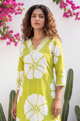 Almondbloom Lime Floral Cotton Suit Set