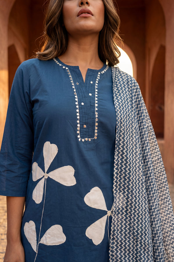 Teal Petal Sovereign Cotton Dupatta Set