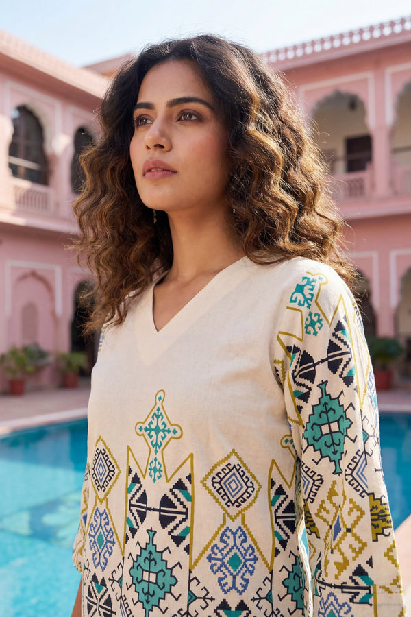 Artisan Mandala Cream Cotton Flex Co-ord Set