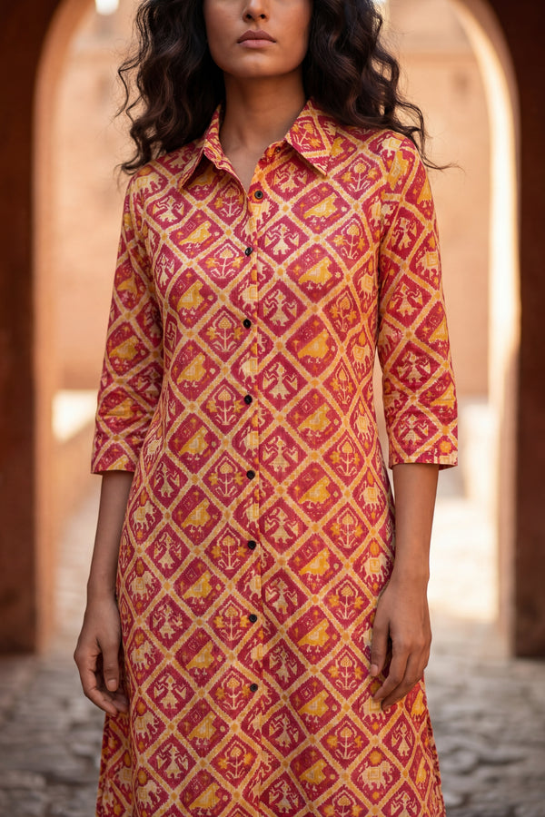 Jewel Tone Heritage Maroon Cotton Co-ord Set