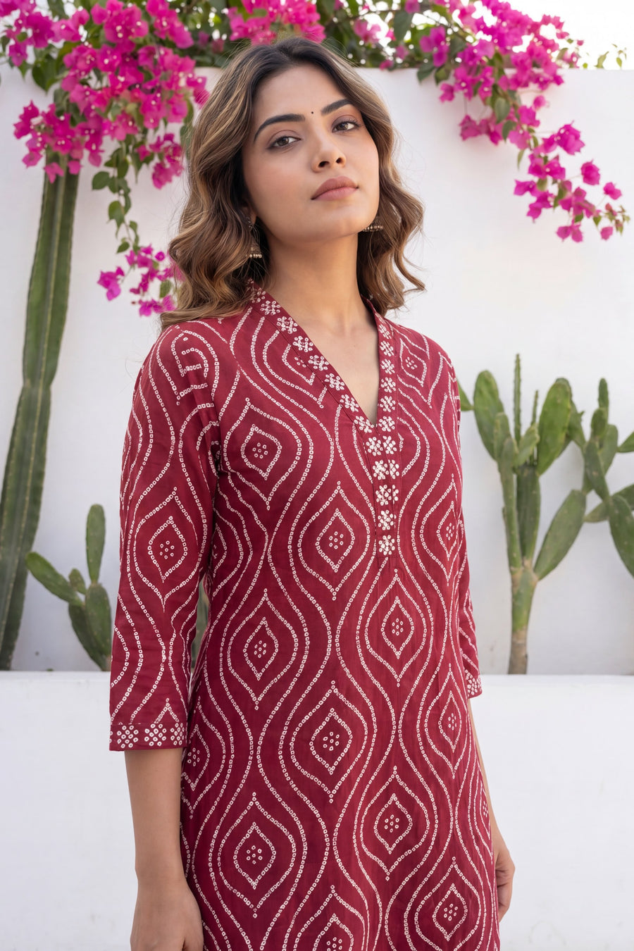 Orchha Arch Maroon Geometric Buti Cotton Suit Set — image 5