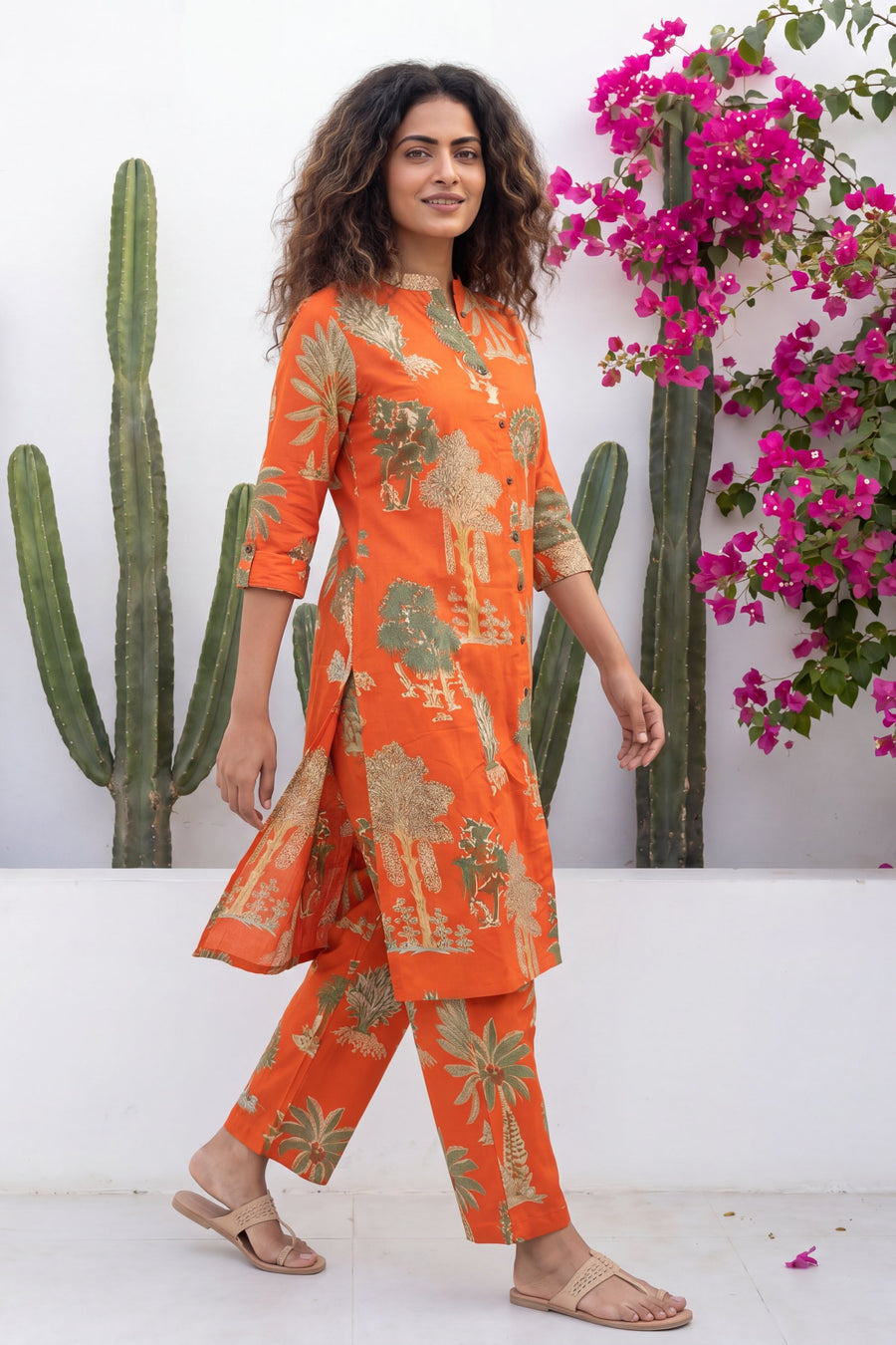 Saffron Menagerie Rust Block Print Cotton Co-ord Set — image 8