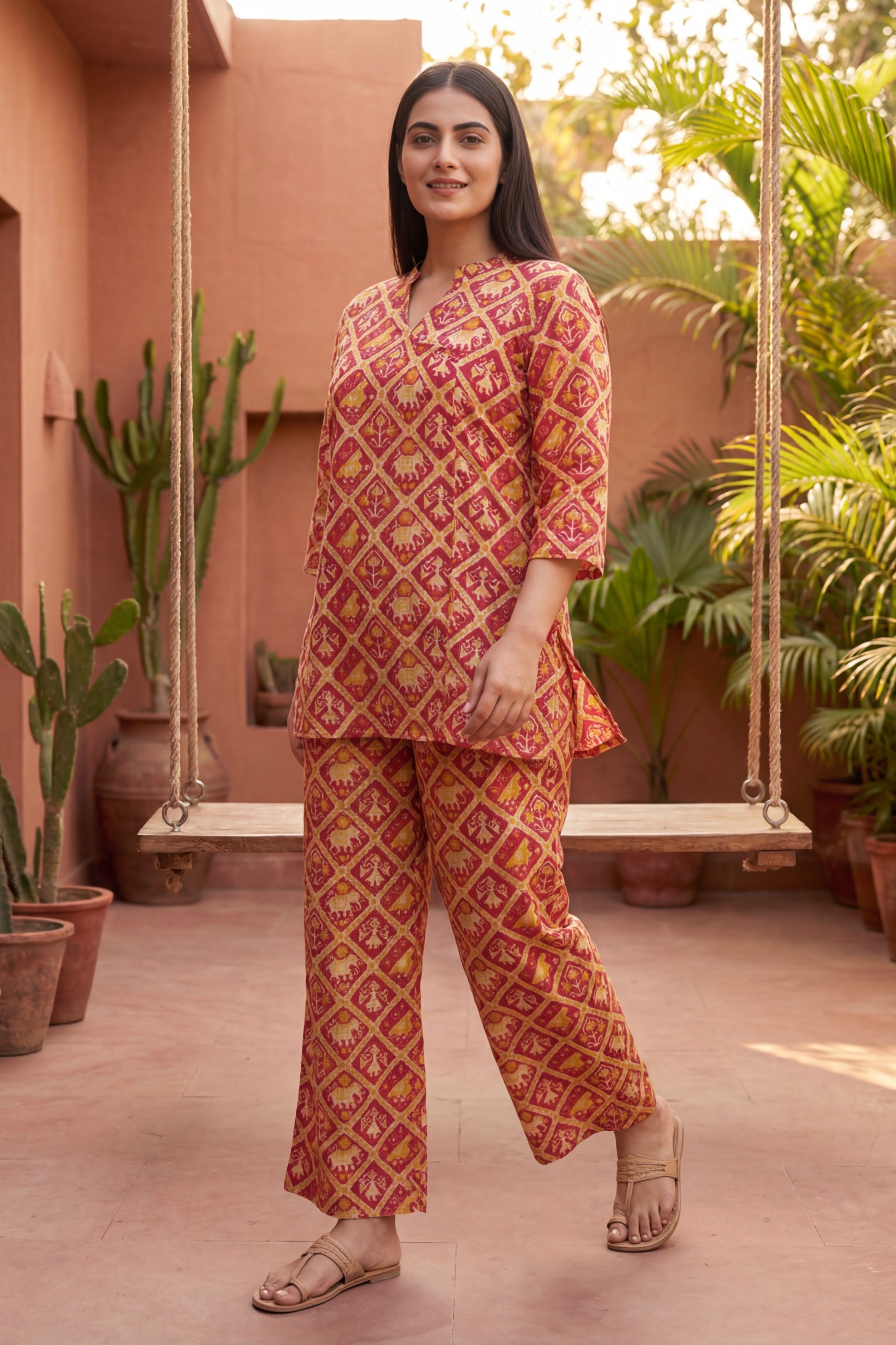 Scarlet Heirloom Cotton Angrakha Co-ord Set - Me&My