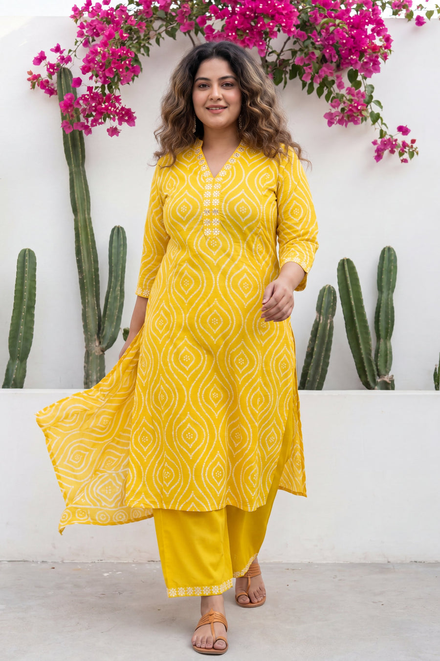 Harvest Fog Saffron Geometric Diamond Cotton Suit Set — image 7
