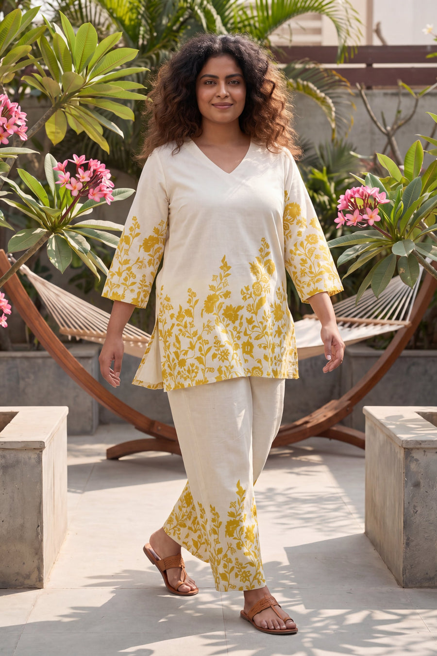 Henna Grove Ivory Botanical Floral Cotton Co-ord Set — image 10