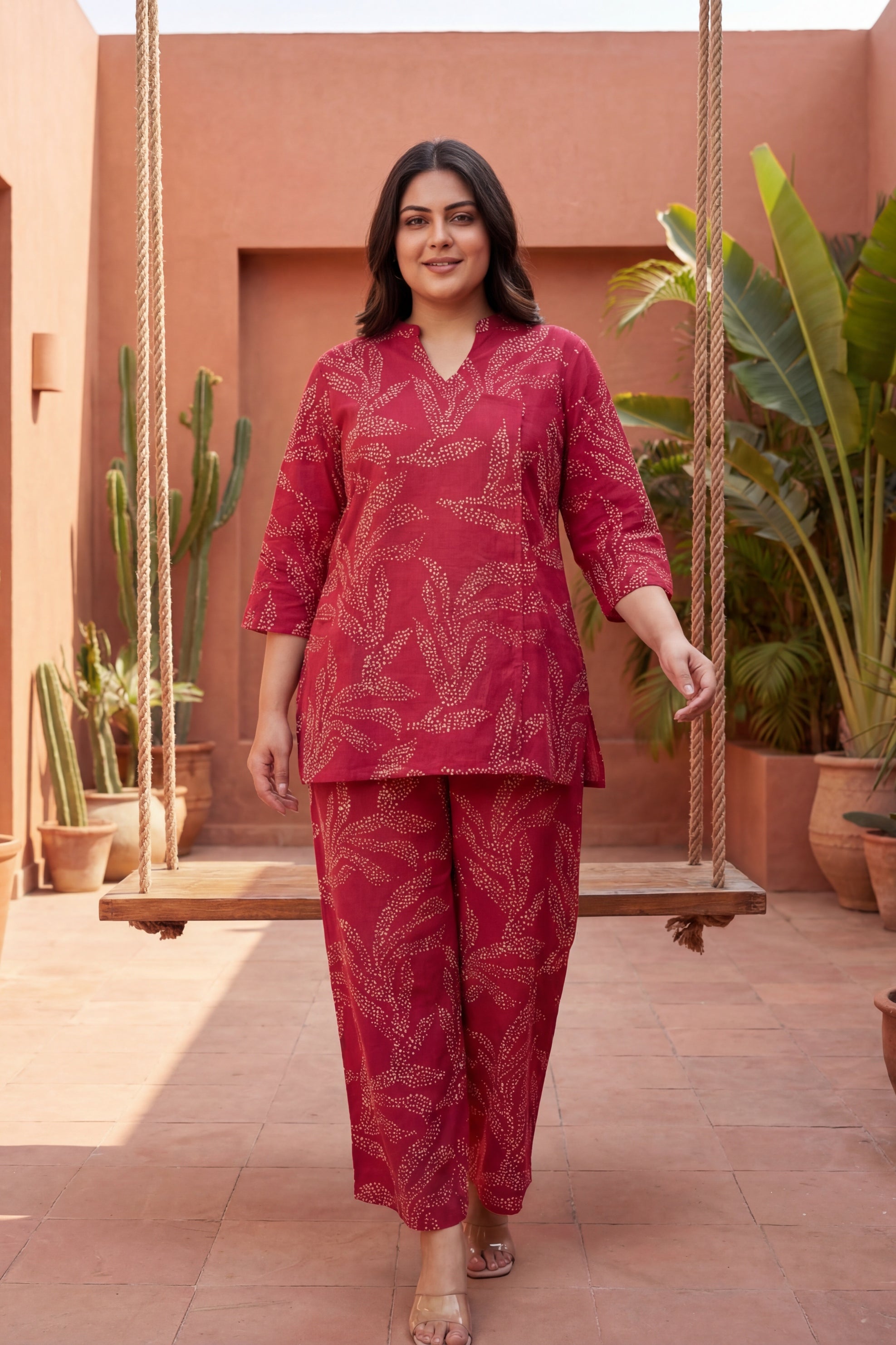 Ruby Essence Cotton Angrakha Co-ord Set - Me&My