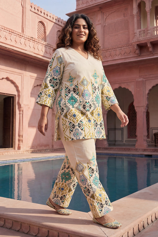 Artisan Mandala Cream Cotton Flex Co-ord Set