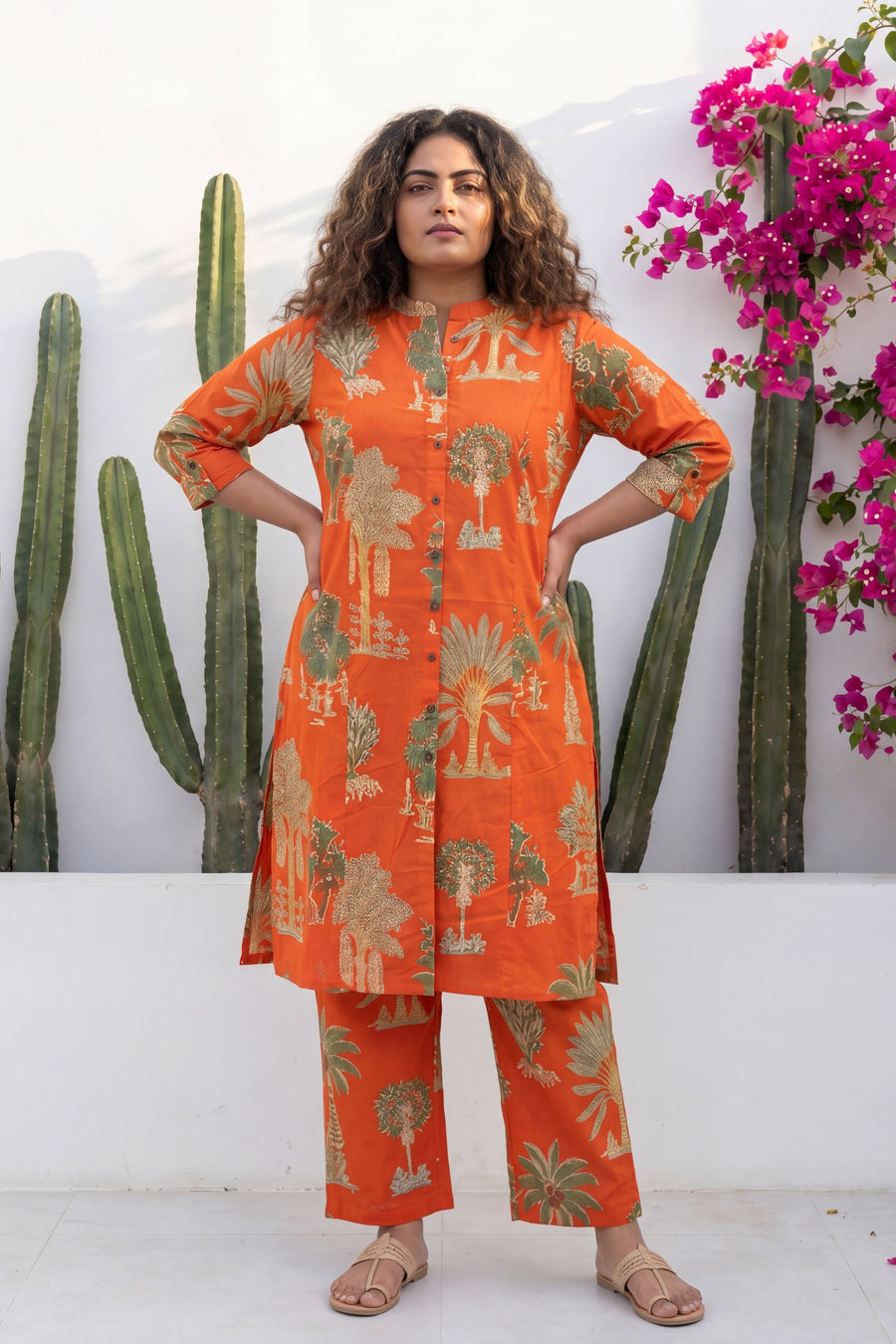 Saffron Menagerie Rust Block Print Cotton Co-ord Set — image 7